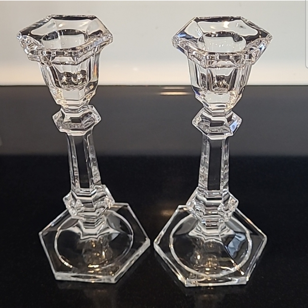 Crystal candlesticks 6" Set Of 2 Vintage